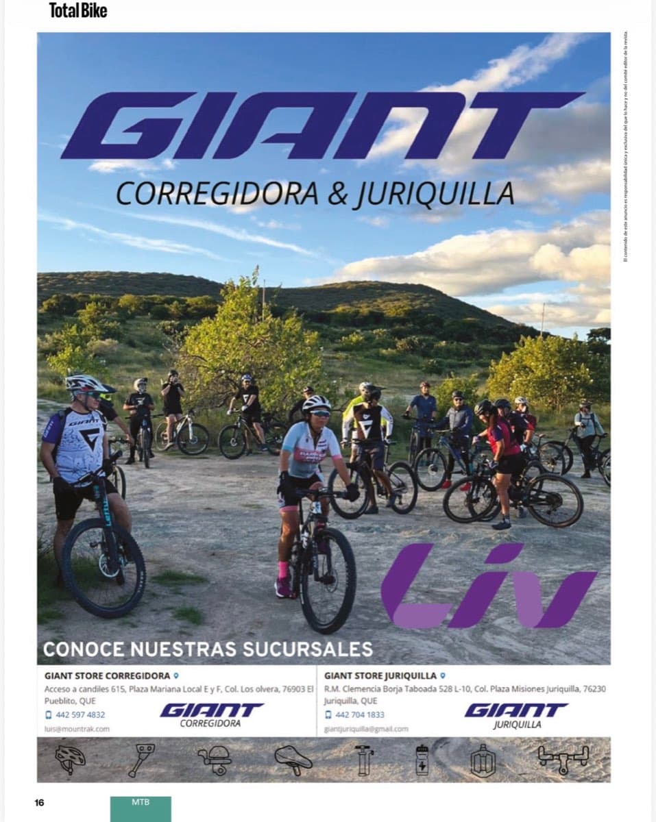 Reportaje de Giant Store Corregidora y Juriquilla publicado en Total Bike Magazine